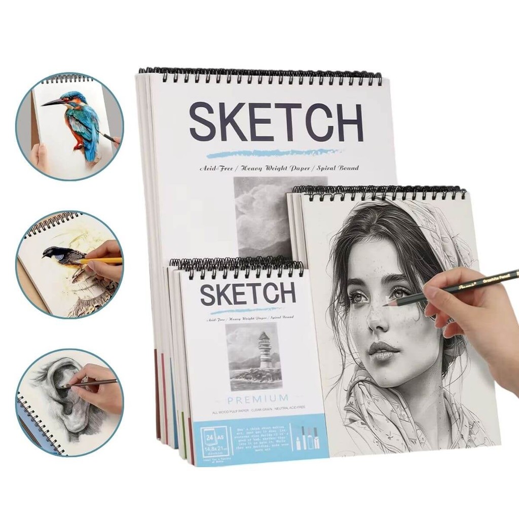 Caderno Sketchbook Desenho Artístico Profissional Esboço A4 160g 24 Folhas Ilustração
