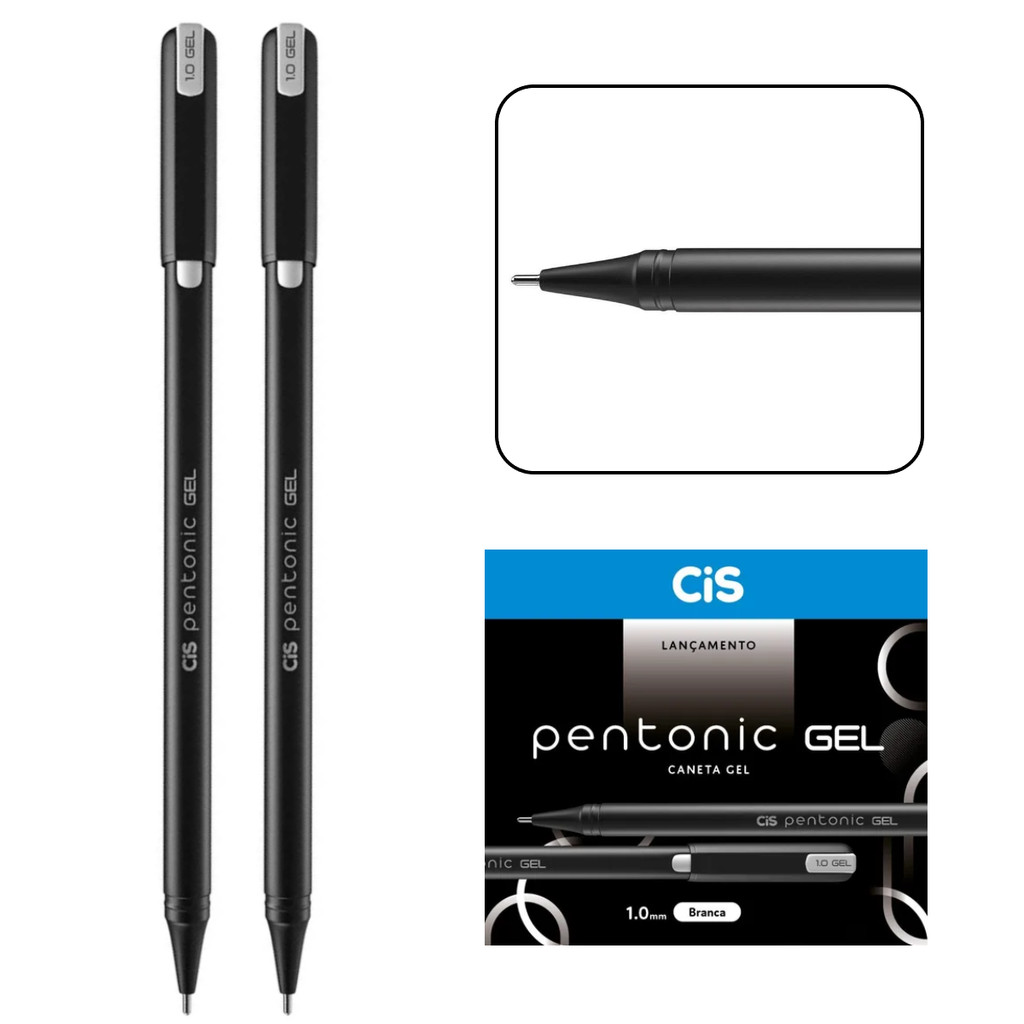 Caneta Esferográfica Pentonic gel 1.0mm 2 Unidades Branca em Oferta na Shopee