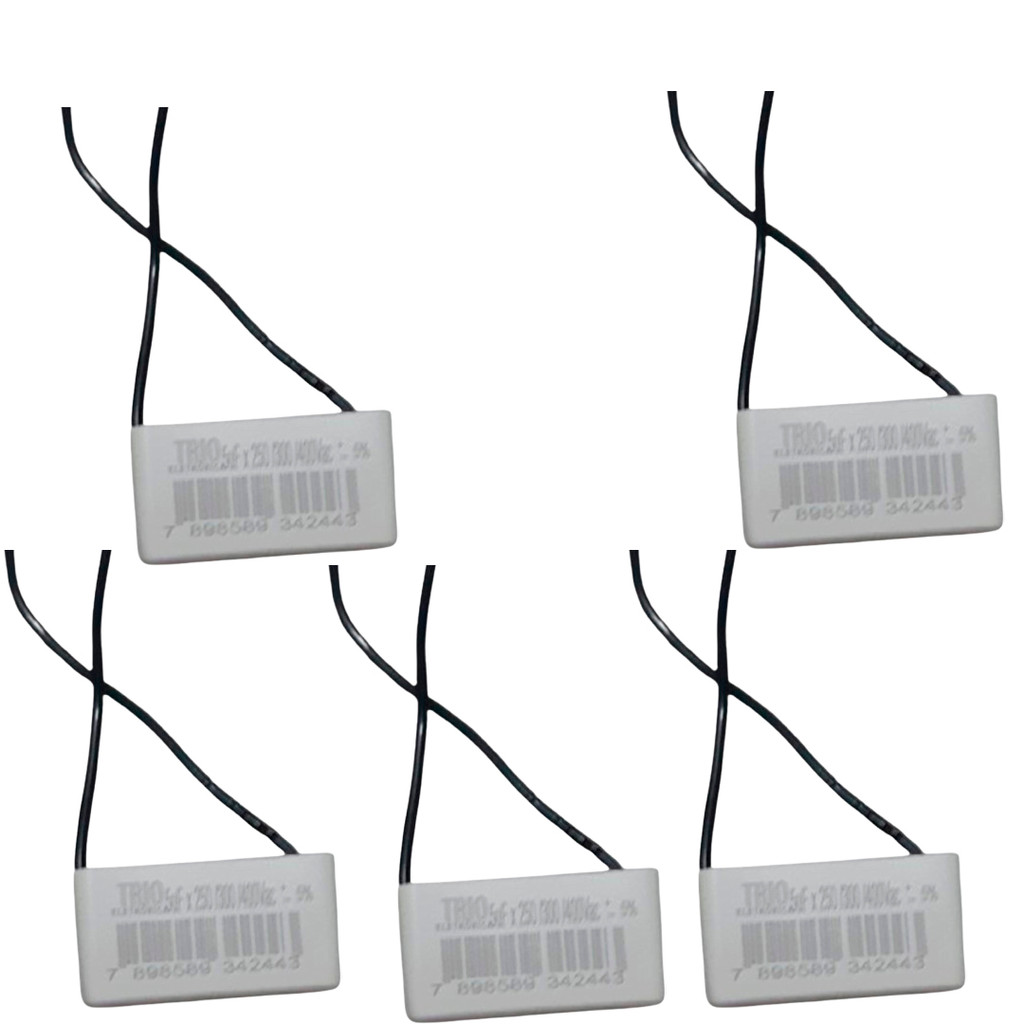 KIT 5 CAPACITOR 2 FIOS QUADRADO 5UF X 250 400V TRI