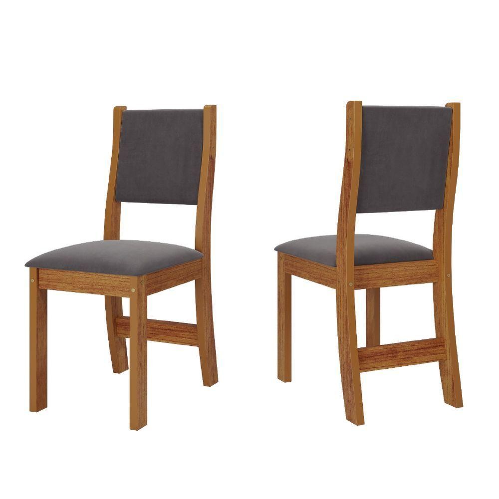 Conjunto Com 2 Cadeiras Estofadas Veludo Sone Sala De Jantar Viero Madeirado / Cinza em Oferta na Shopee