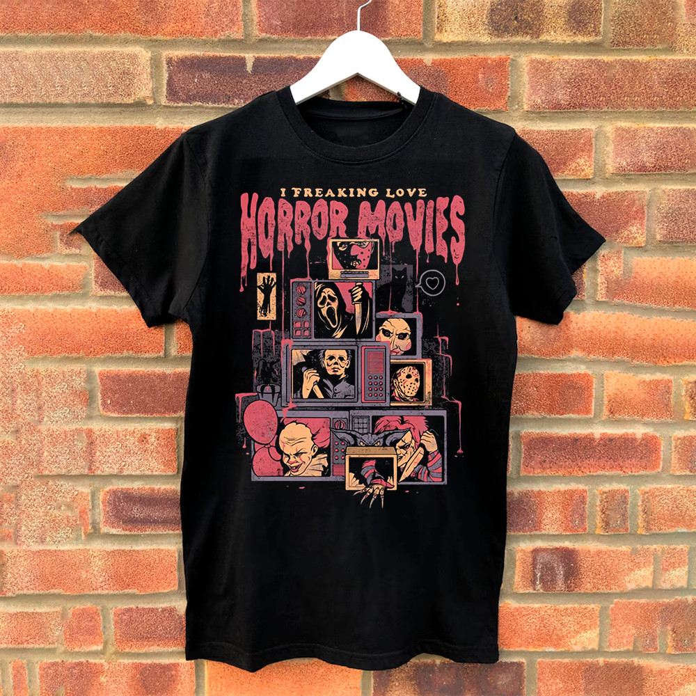 Camiseta Unissex Oversized Plus Size Feminina Masculina Unissex "Horror Movies" Terror Streetwear Casual