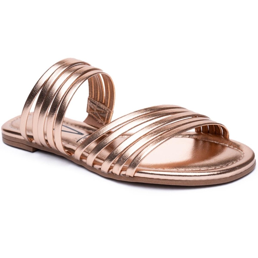 Rasteira Vizzano Multi Tiras Metalizada Feminina - Ouro Rosado - Women Shoes