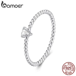 Anel De Prata Esterlina 925 Bamoer Coração Moissanite Presentes Elegantes Para Mulheres MSR063