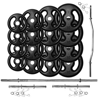Kit 80Kg Anilhas de Ferro com Barras 40cm e 150cm + Barra W 1.20m em Oferta na Shopee