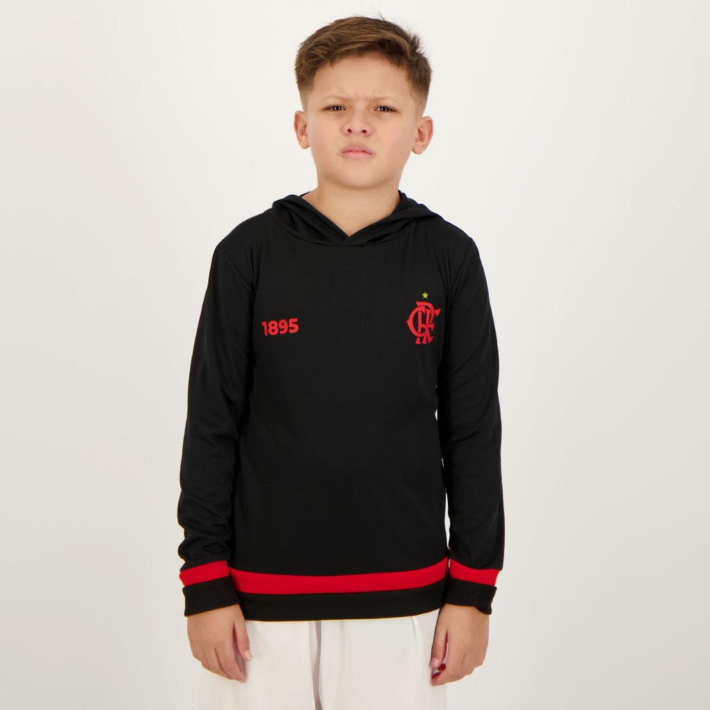 Blusa Flamengo Tron Manga Longa Infantil Preta em Oferta na Shopee