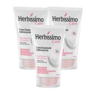 Kit 3 unid - Desodorante Creme Antitranspirante Herbíssimo Bisnaga Rosa Mosqueta e Niacina...