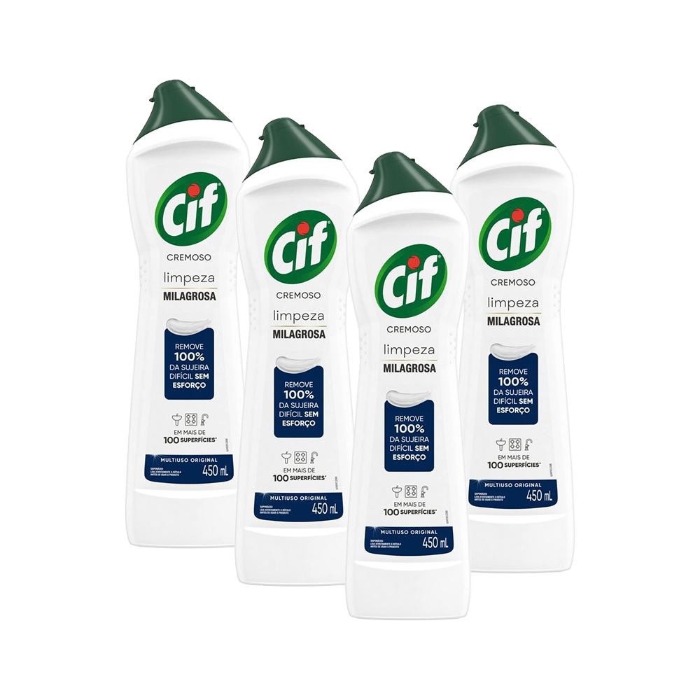 Kit 4 Multiuso CIF Cremoso Limpeza Milagrosa Original 450ml em Oferta na Shopee