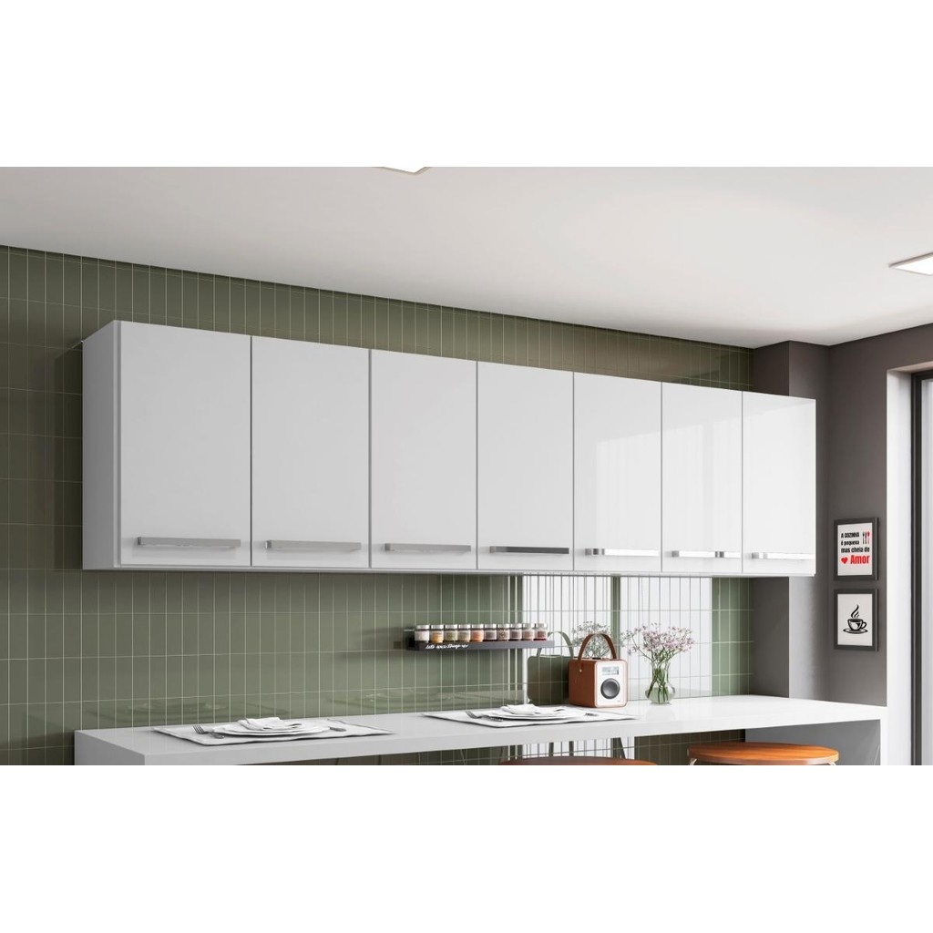 Armario Aereo de Cozinha 7 Portas Bangladesh Branco Bela Casa