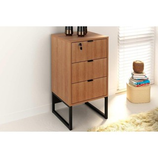 Gaveteiro p/ Escritório Industrial ME4158 c/ 3 Gavetas (1 c/ Chave) Amêndoa/Preto - Tecno Mobili em Oferta na Shopee