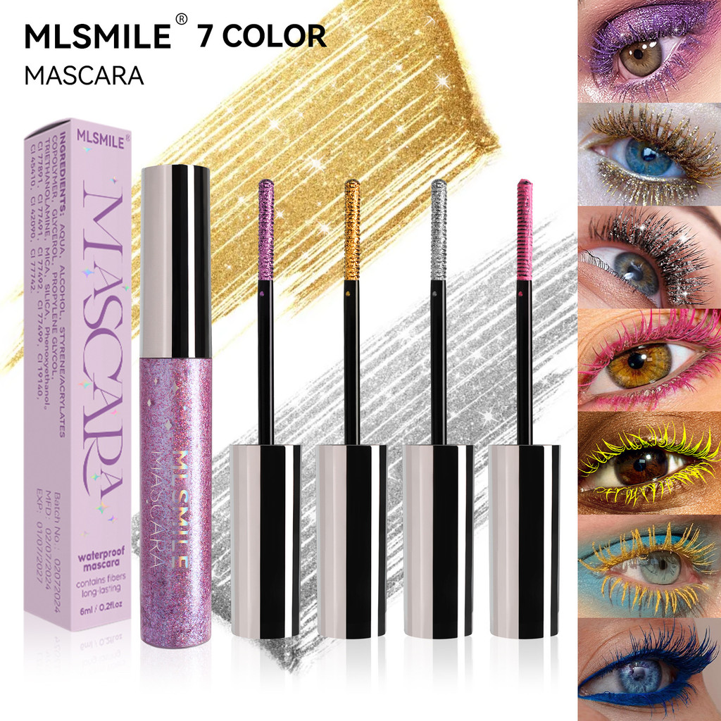 MLSMILE Novo rímel Rímel Colorido Pérola flash Fino À Prova D'água Sem Manchas Natal maquiagem de …