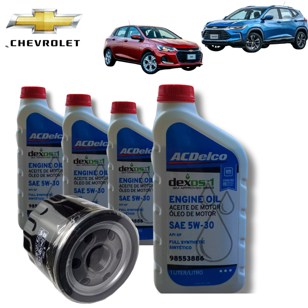 KIT TROCA DE ÓLEO ACDELCO 5W30 DEXOS1 ORIGINAL + FILTRO ONIX/ TRACKER TURBO 2021>2025