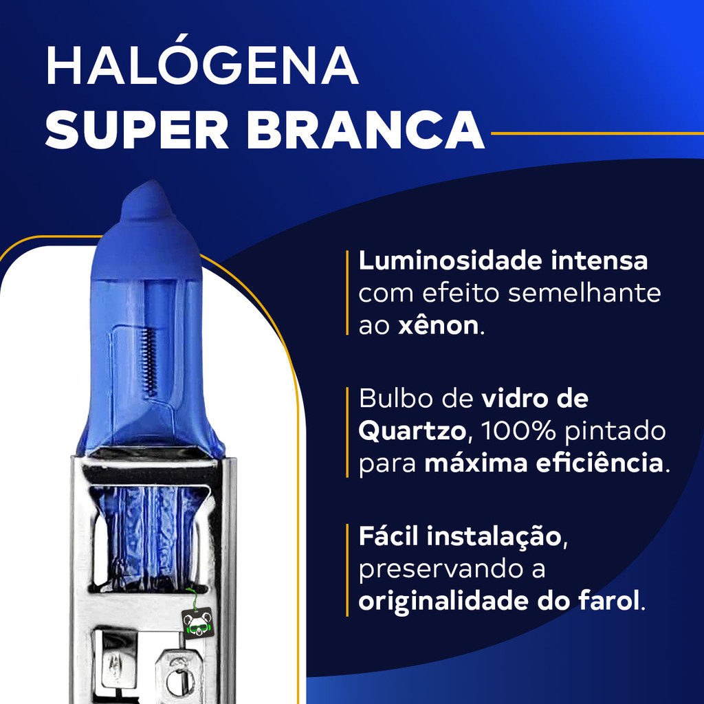 Detalhes do Lâmpada Super Branca H1 8500k Tipo Xênon 12V 55W Techone