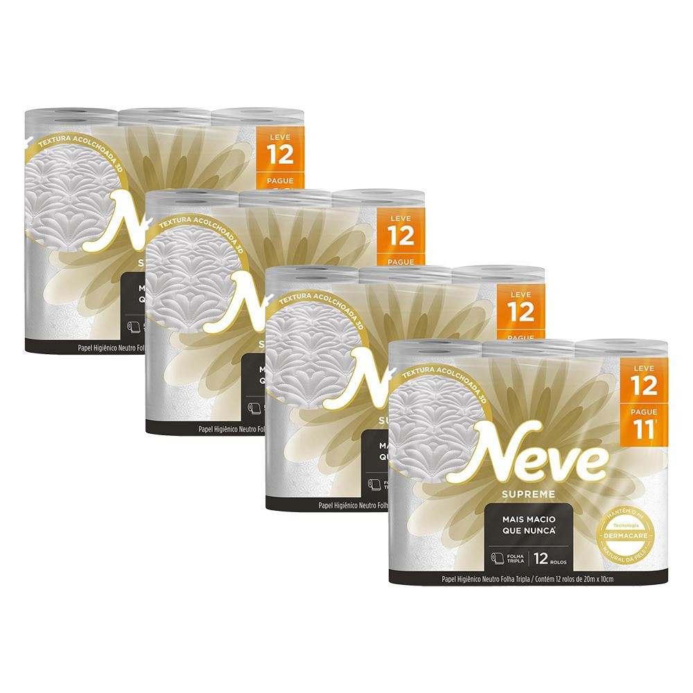 Kit 4 Papel Higiênico Neve Supreme Folha Tripla 12un cada - Home & Living