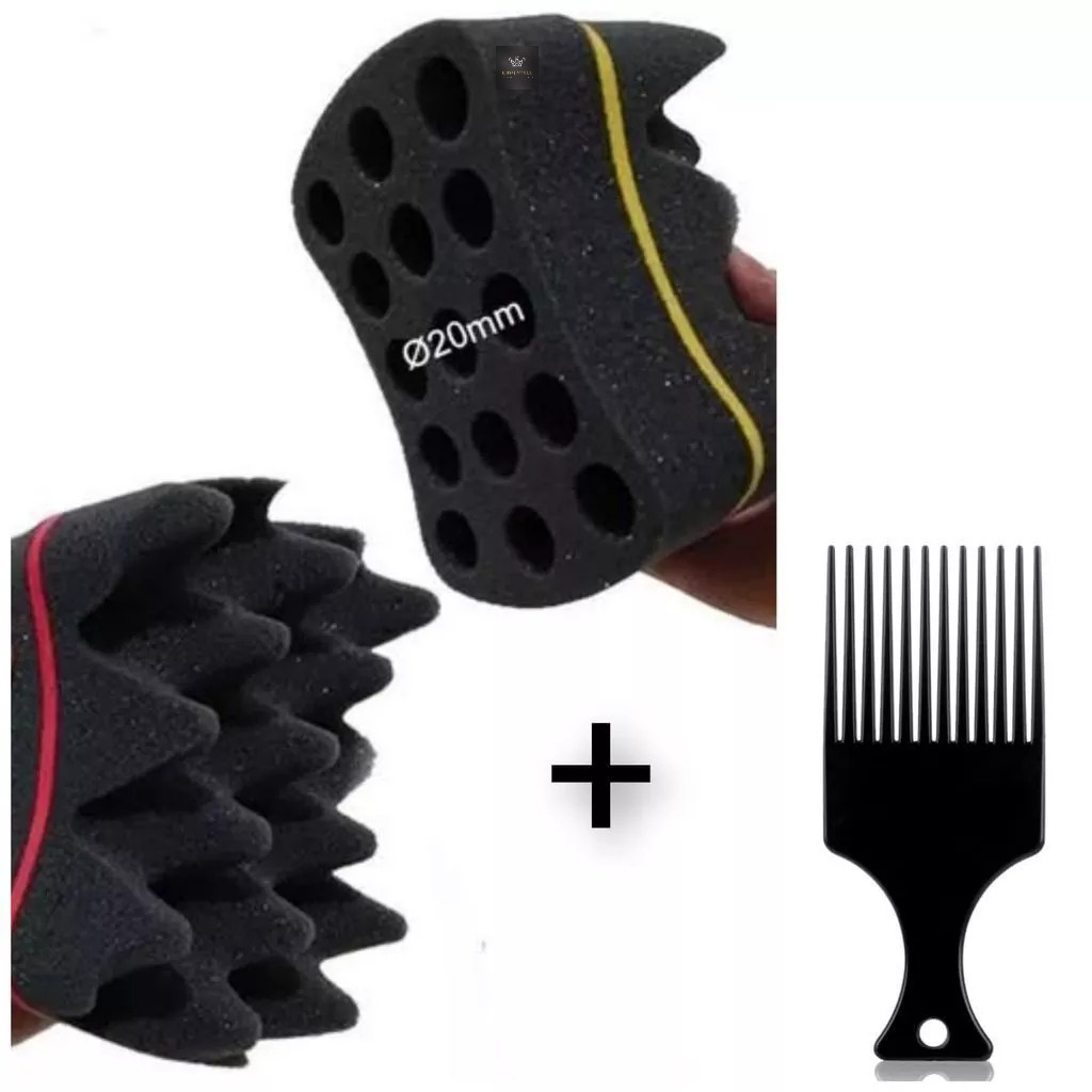 KIT AFRO ESPONJA E PENTE AFRO NUDRED
