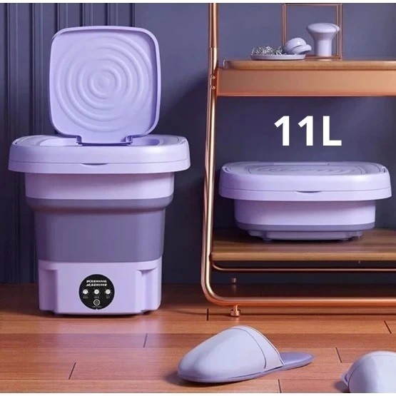 Imagem Mini máquina de lavar roupa 11L dobrável portátil moderna máquina de lavar automática roupa interior de viagem