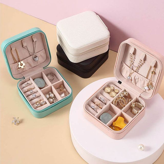 Kit 10 Porta Joias Portátil de Bolsa com Divisões para Brincos Colares e Pulseiras
