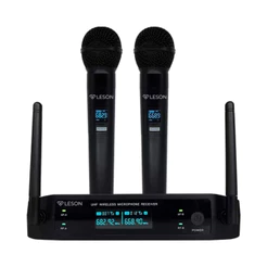 Microfone Duplo sem Fio LS962 Preto 96 Canais Profissional Leson - 2AMLS962P