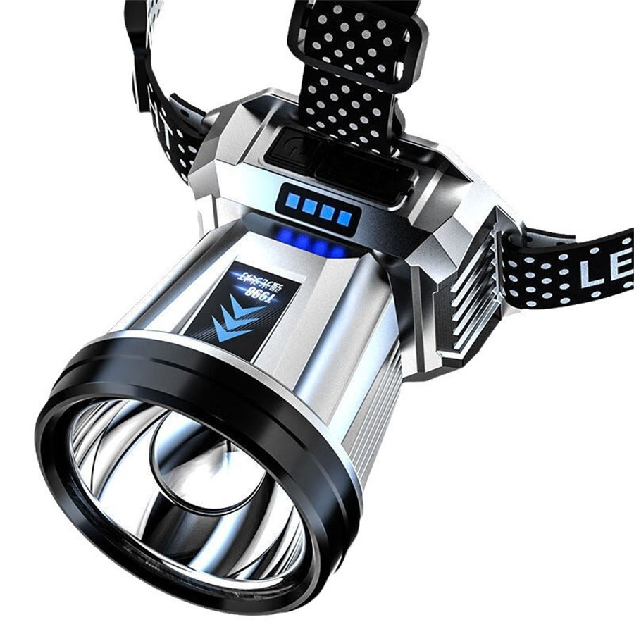 Imagem Lanterna de Cabeça 1 led com 3 modos Sensor e faróis giratórios Super Potente Recarregável