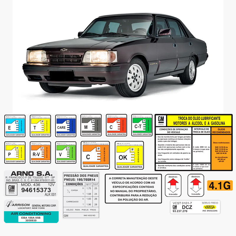 Adesivos Qualidade Garantida Opala Comodoro/Diplomata 80/92