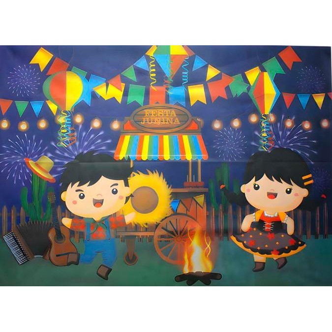 Painel Festa Junina Caipirinhas Decoração São João em Tecido TNT para Parede ou Mesa