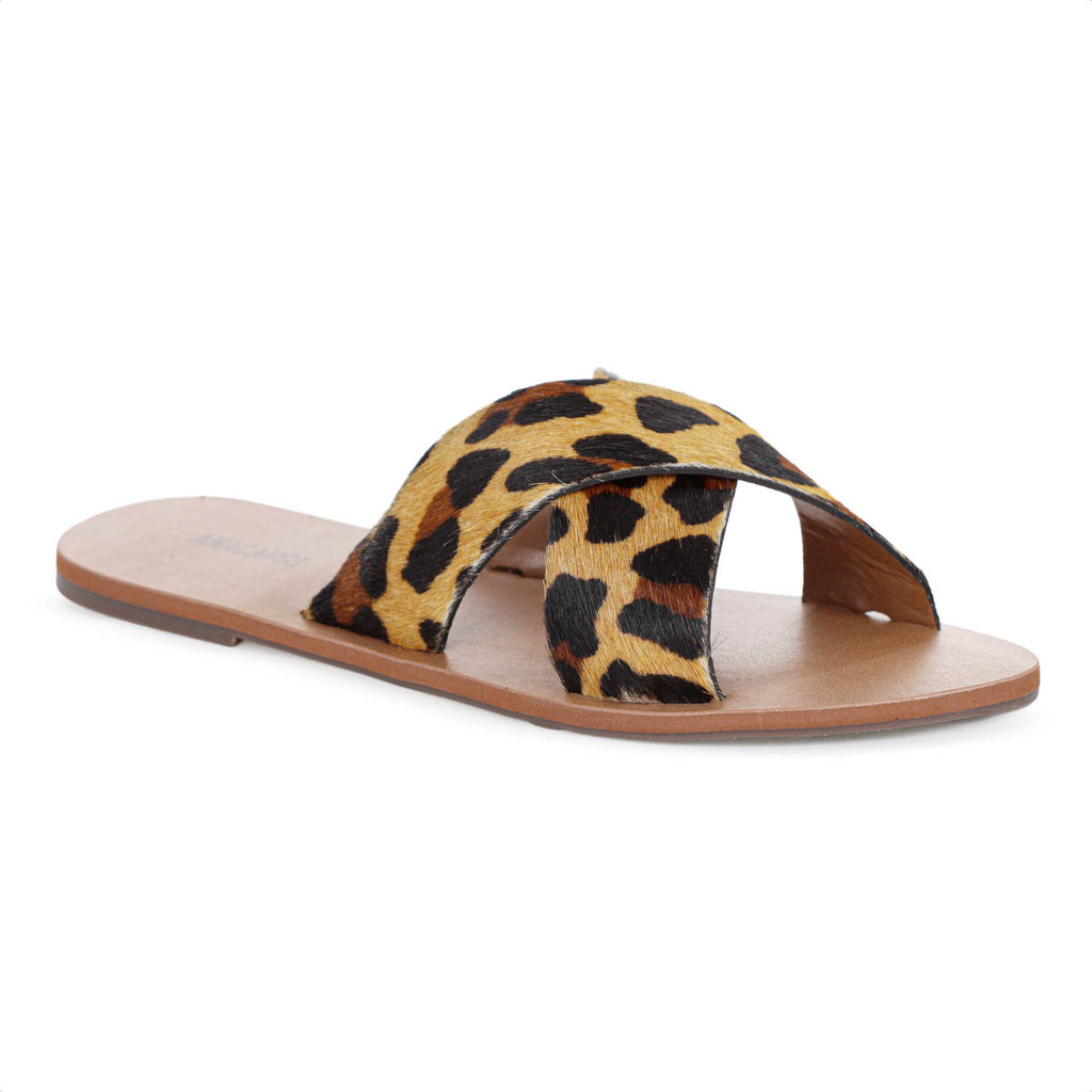 Rasteira Anacapri Couro Tiras Cruzadas Onça Animal Print Marrom - Feminino em Oferta na Shopee