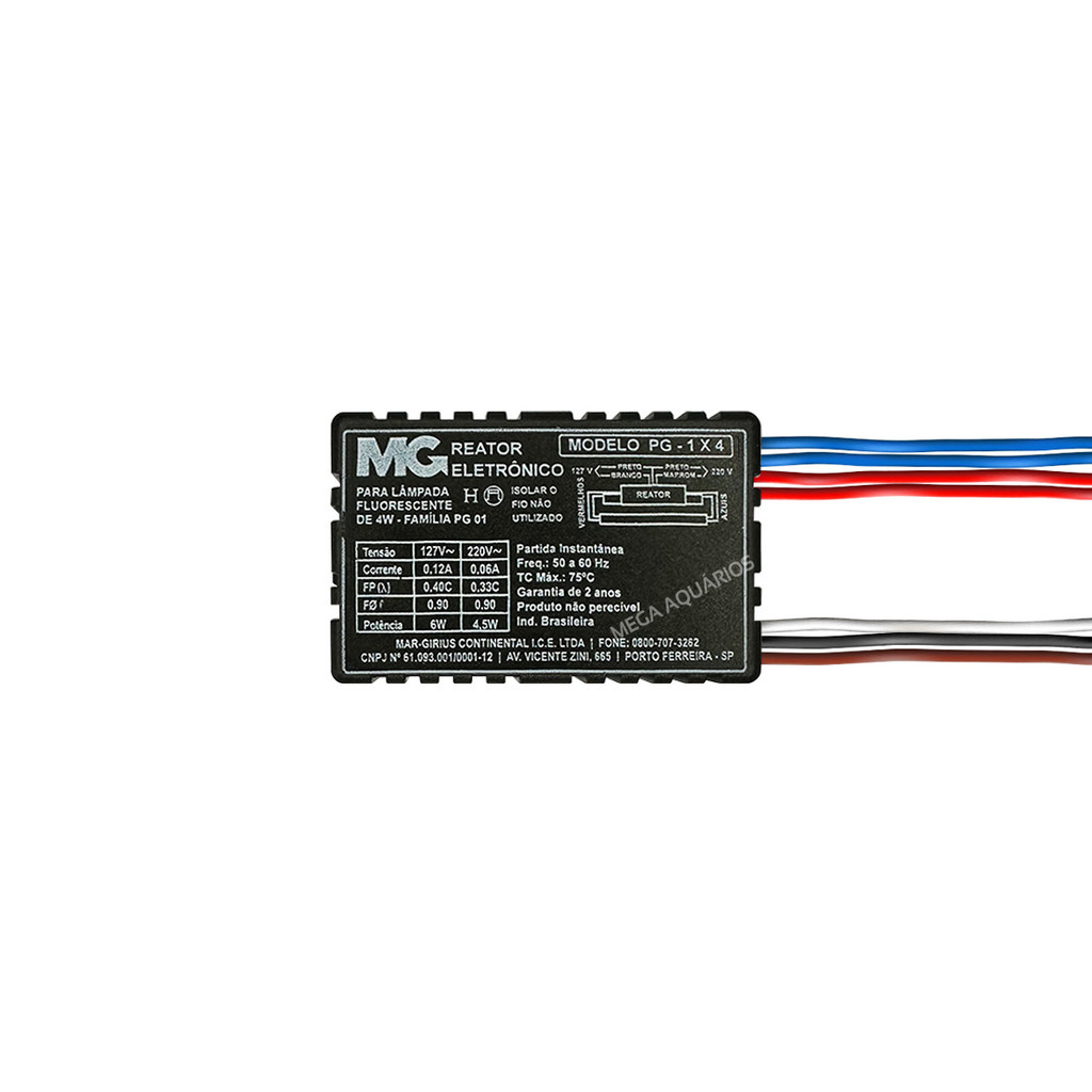 Reator eletrônico bivolt 1x4w Margirius para 1 lâmpada uv fluorescente tubular T5 4w