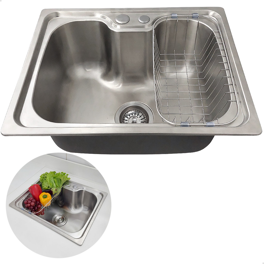 Cuba Inox Escovado 50x40 Para Pia Cozinha Gourmet Com Cesto Escorredor Cuba De Embutir Sobrepor