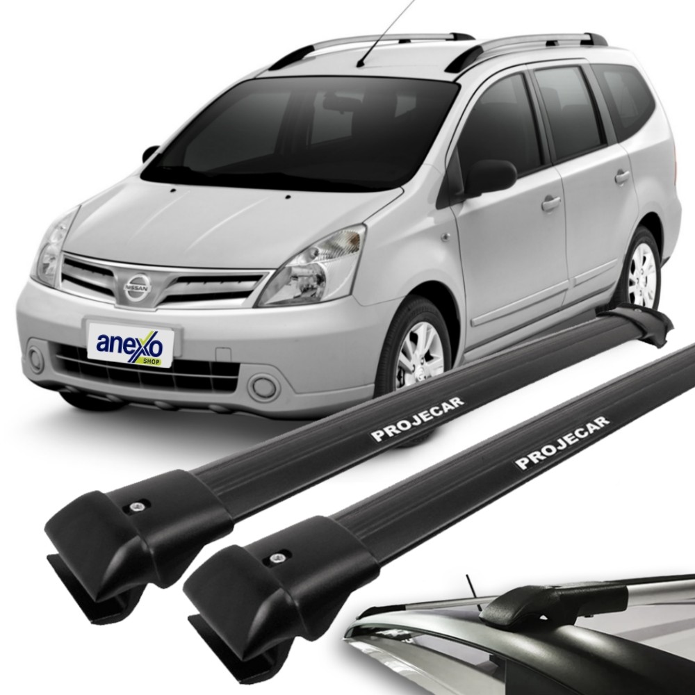 Rack de Teto Grand Livina 2010 a 2014 Projecar TS-2005 Travessa Longarina Slim Preta Par
