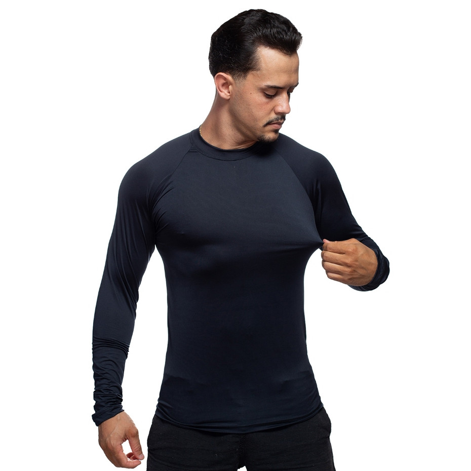 Camisa Térmica Proteção Uv 50+ Segunda Pele Camiseta Blusa Malha Fria Unissex Academia Manga Longa