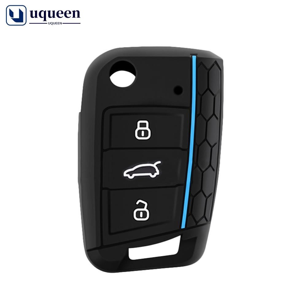 UQUEEN 3 Botões Chave De Silicone Casos Do Carro Capa Chaveiro Dobrável Remoto Fob Proteção Para VW Golf 7 MK7 Acessório