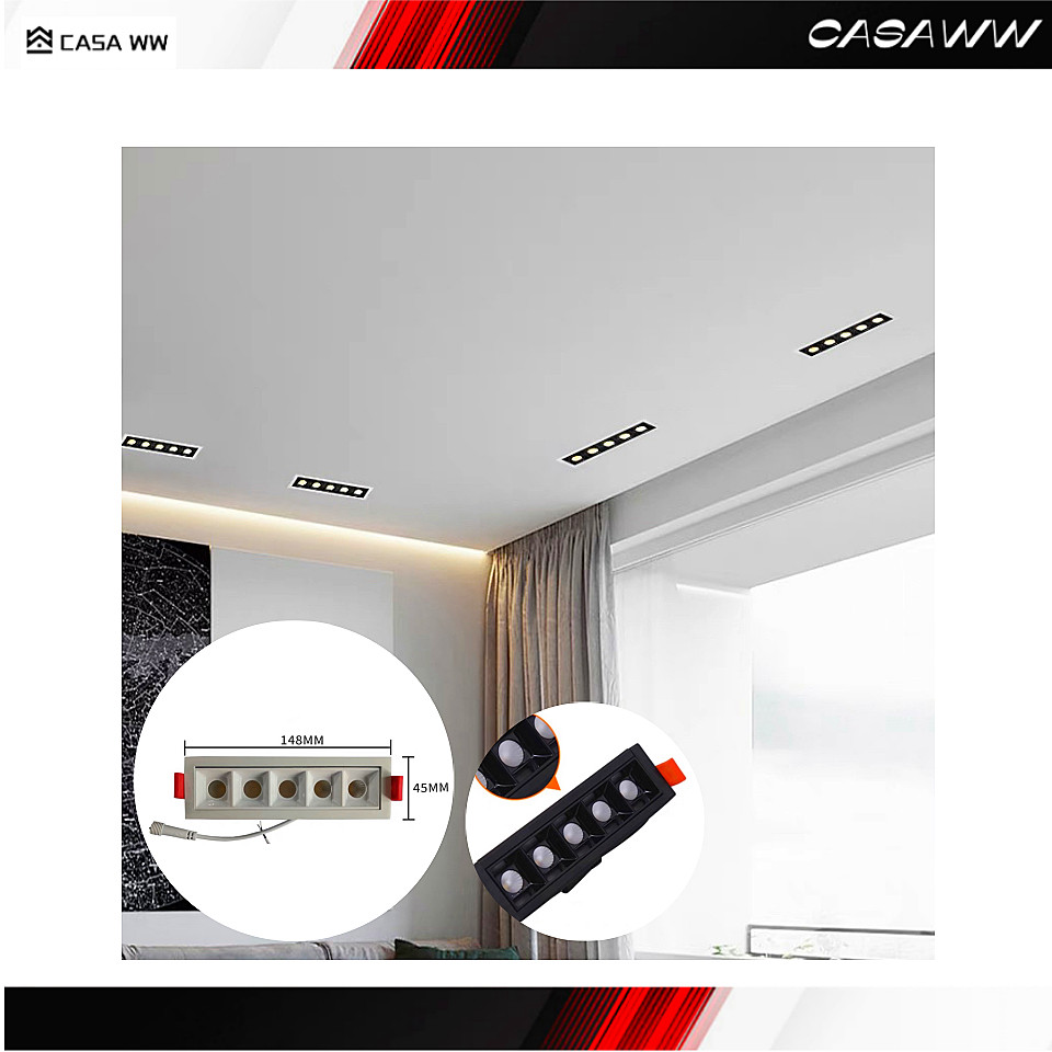 Spot 10W Preto Embutido Slim Spot Retangular Minimalista Led Downlight Linear Spot Linear Foco