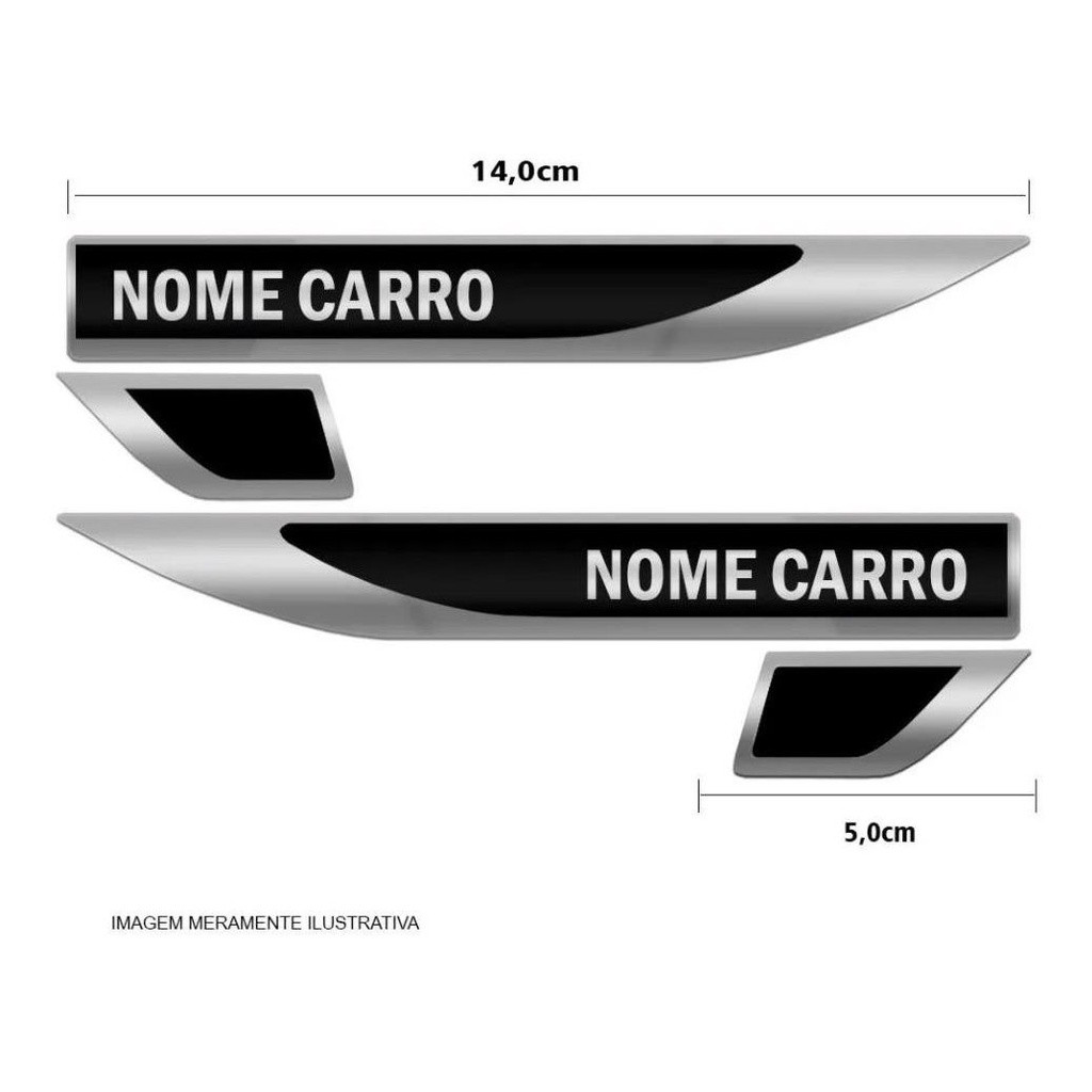 Detalhes do Par Emblema Aplique Lateral Resinado Compatível Ao GM Corsa 1994 A 2012 - Cromado com Preto