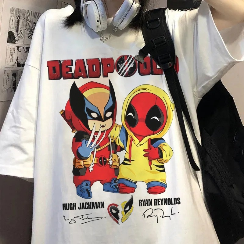Camisa Camiseta Estampada Deadpool e Wolverine 3 Desenho Animado Infantil Todos Tamanhos Infantil e Plus Size Casual Bás