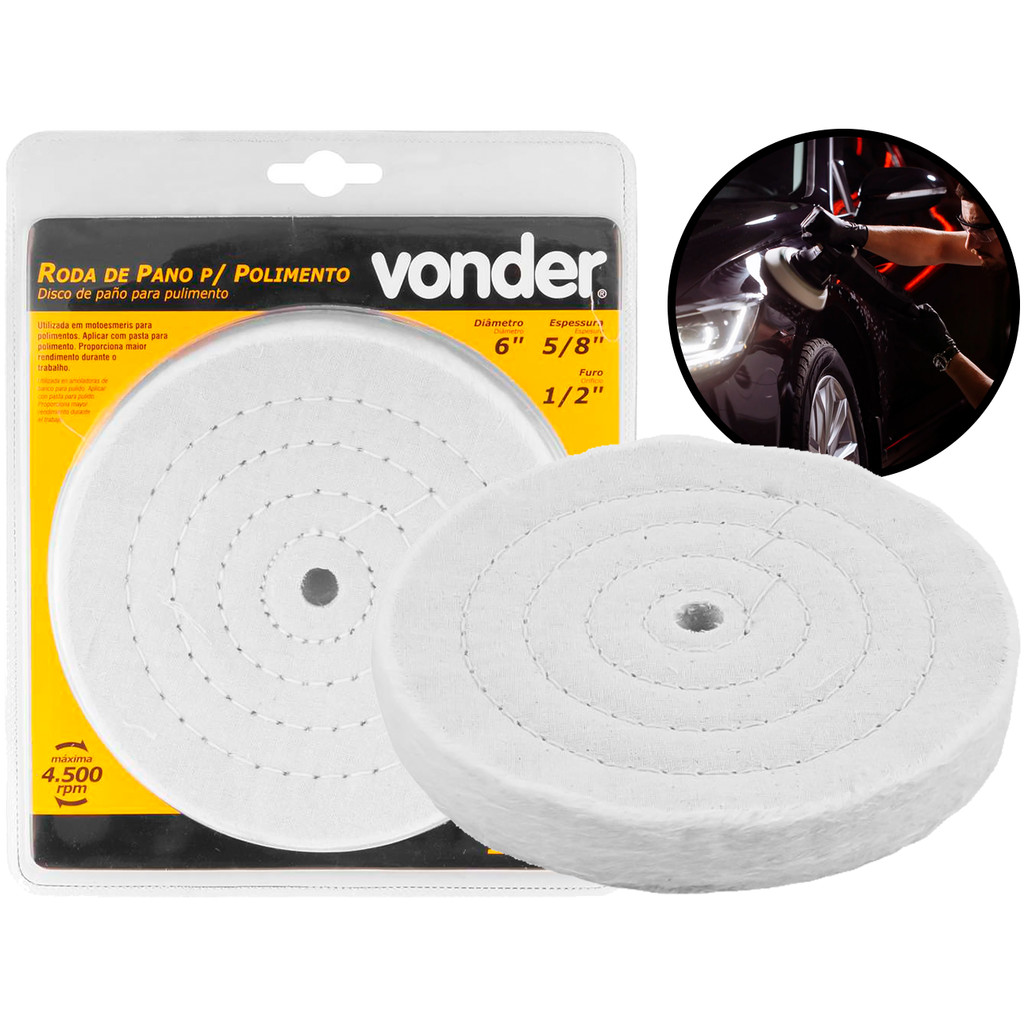 Roda De Polimento Em Metal Plástico Disco De Feltro P/ Politriz Moto Esmeril Furadeira 150mm em Oferta na Shopee