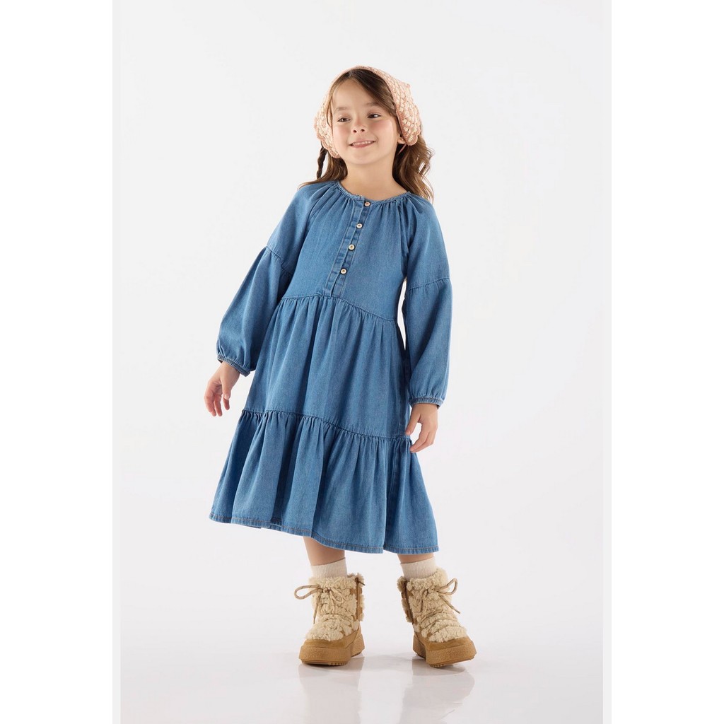 Vestido Infantil Midi em Jeans Up Baby em Oferta na Shopee