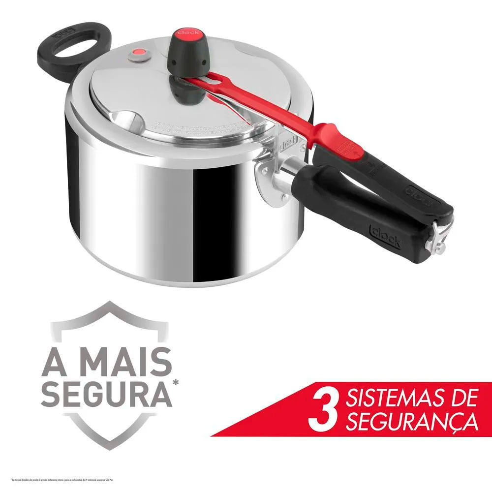 Detalhes do Panela de Pressão Clock 3 Litros Alumínio Polido e Concha em Nylon