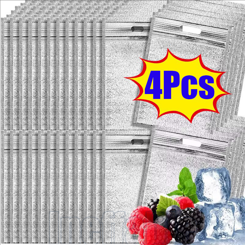 Saco De Armazenamento Frio Com Isolamento De Folha De Alumínio Portátil De 4 Unidades-Entrega De Alimentos Espesso Embal