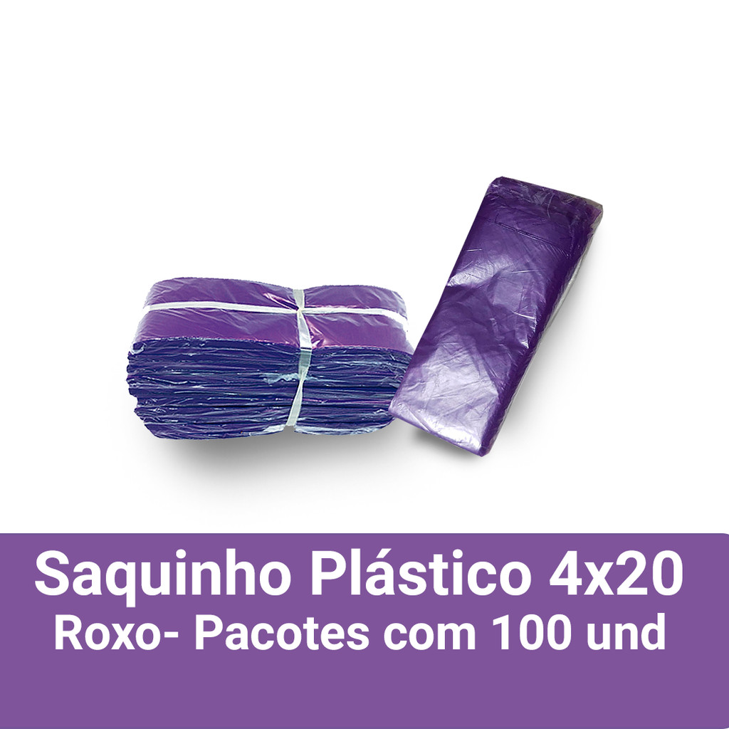 Saquinho Plástico 4x20 - Roxo | Lembrancinhas, Geladinhos Divertidos | Translúcido, Fino Resistente