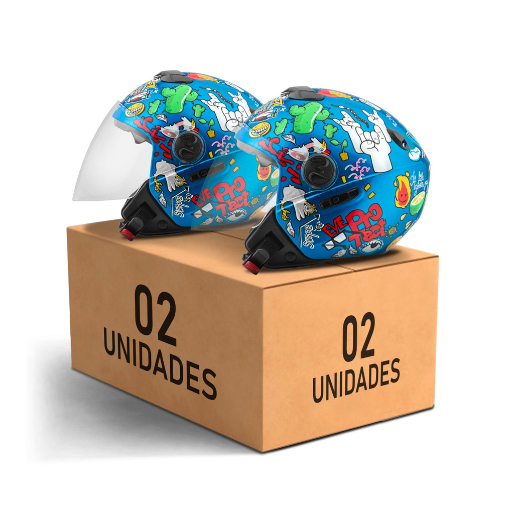 Kit Capacete Aberto Pro Tork New Atomic Universe Brilhante 2 Unidades em Oferta na Shopee
