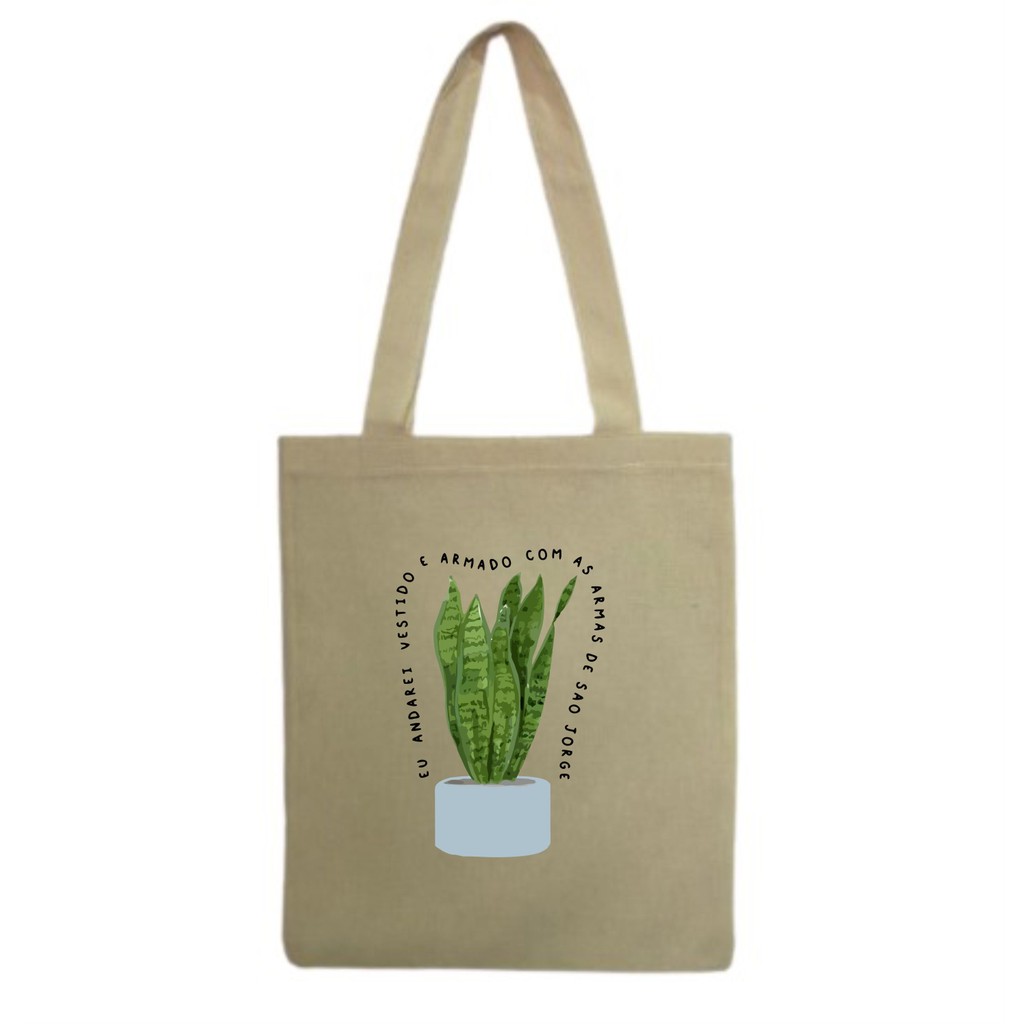 Bolsa Sacola Ecobag Ecologica algodão EU ANDAREI VESTIDO E ARMADO COM AS ARMAS DE SAO JORGE espada em Oferta na Shopee