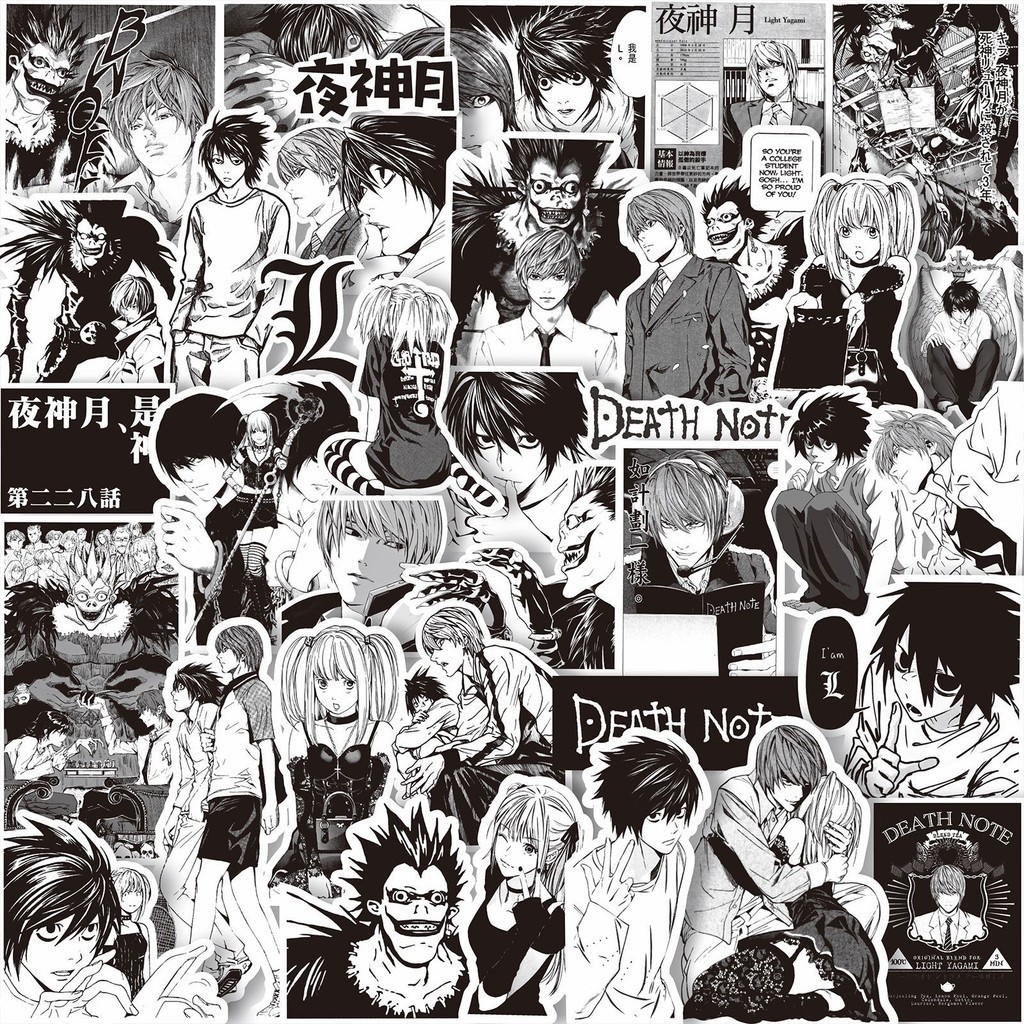 Adesivos de Death Note Anime Japonês Conjunto de Adesivos Impermeáveis para Crianças Brinquedo Escolar, 65pçs