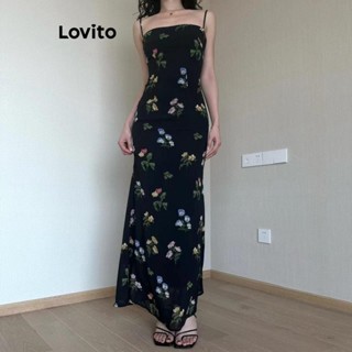 (Trendy) Lovito Vestido casual floral com renda para mulheres LNE65039 em Oferta na Shopee