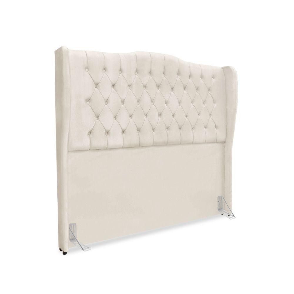 Cabeceira De Cama Box Queen 160 Cm Dubai Premium - Veludo Bege Claro - Home & Living