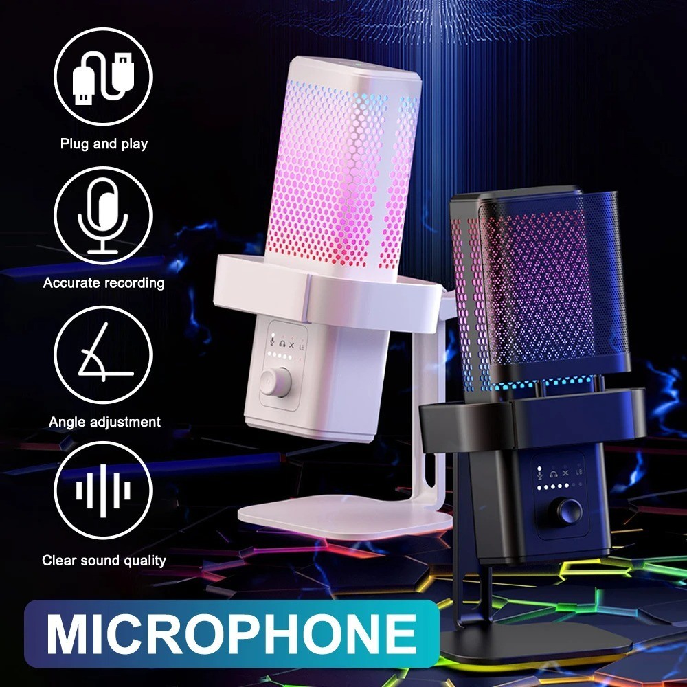 VIRWIR-USB Microfone Dinâmico para Gravação PC, Botão Mute, Gaming Mic, Studio Singing, Podcasts, Transmissão ao Vivo em Oferta na Shopee