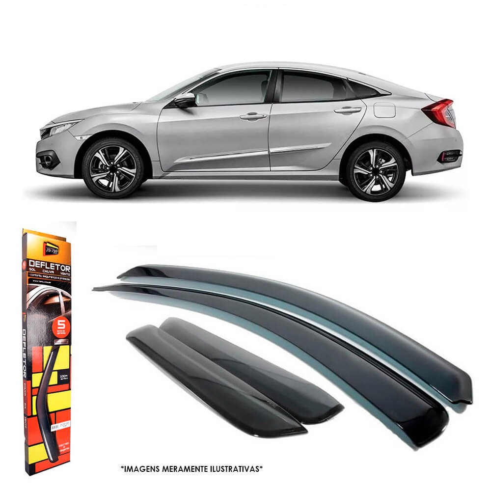 Calha de Chuva New Civic G10 2017 em diante 4 Portas Modelo Inteiriça TG Poli - 28011