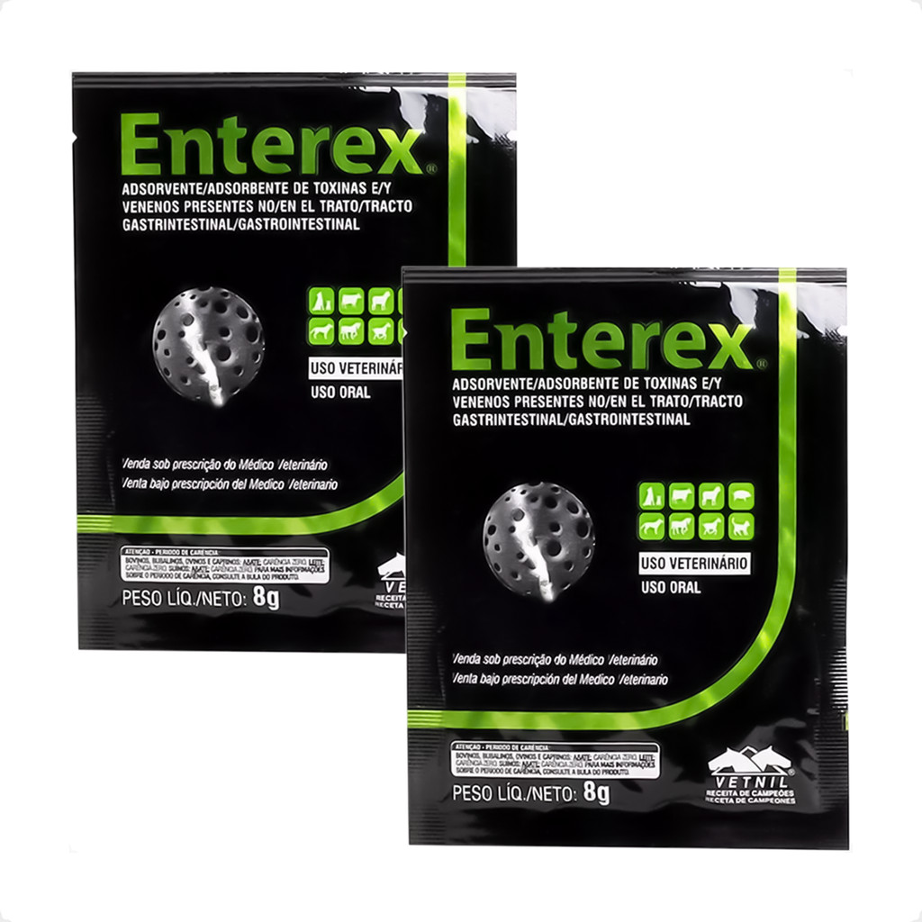 Kit 2 Enterex Vetnil Absorvente de Toxinas e Venenos - Sachê 8g - Pets