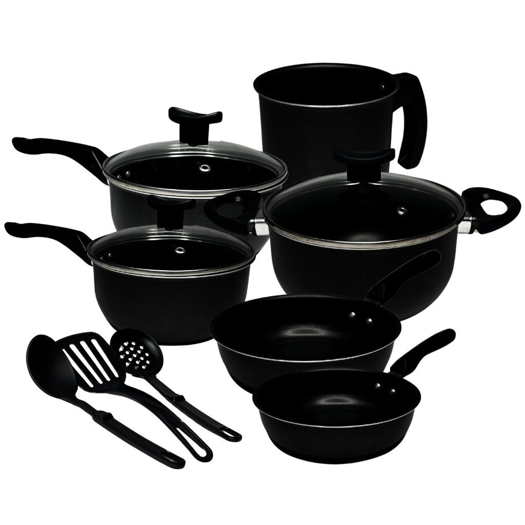 Jogo de Panelas Kit 9 Pçs Antiaderente Tampa Vidro Teflon CORES