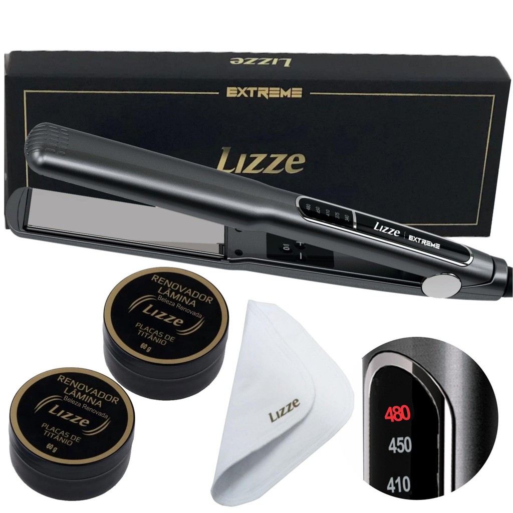 Prancha Lizze Extreme Titanium 480º - Kit Limpeza