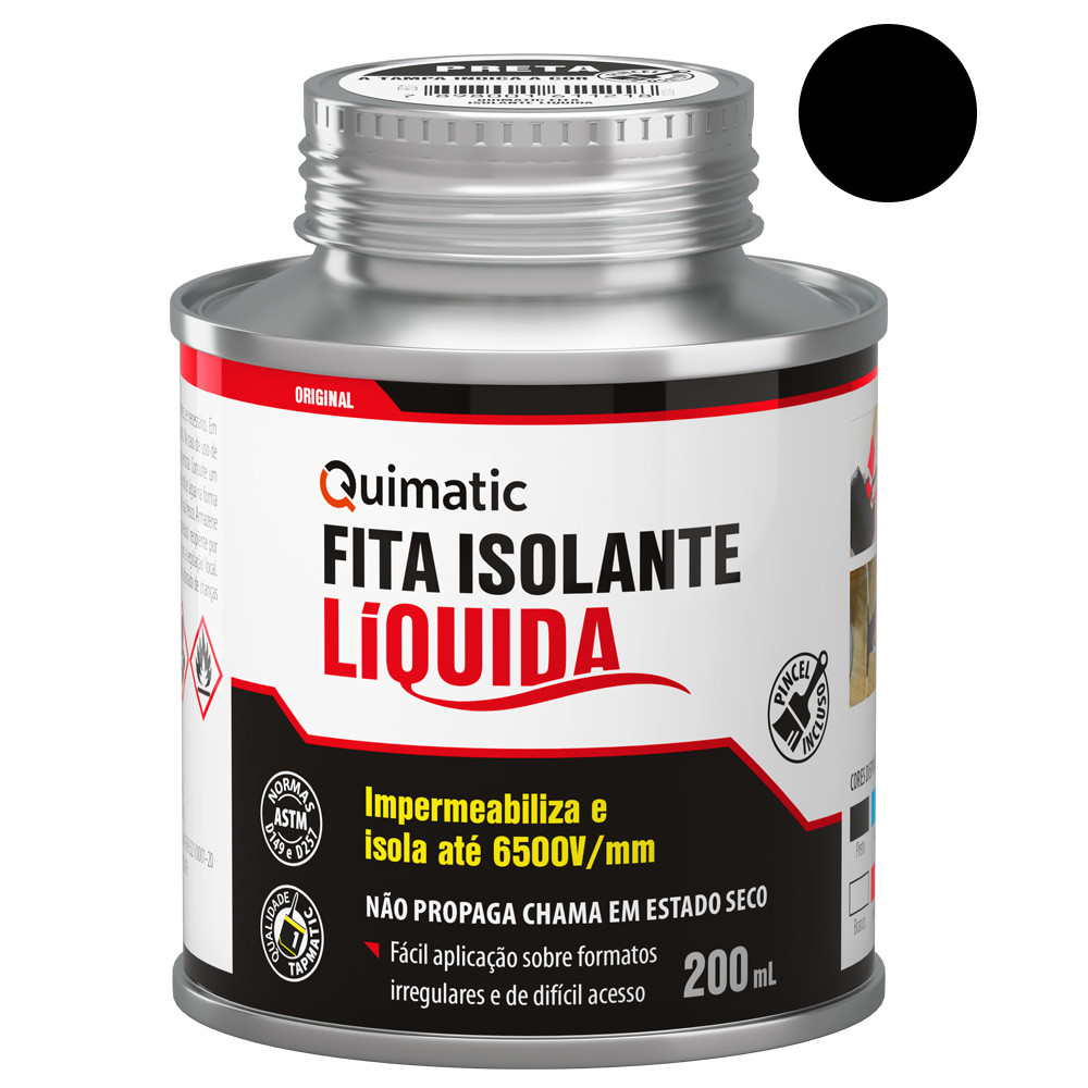 Fita Isolante Preta Líquida Impermeabiliza e Isola até 6500v 200ml Quimatic Tapmatic em Oferta na Shopee