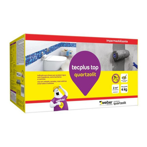 Impermeabilizante Tecplus Top Quartzolit 4kg Argamassa Cimentícia Laje Banheiro Piscina Parede Contra Umidade